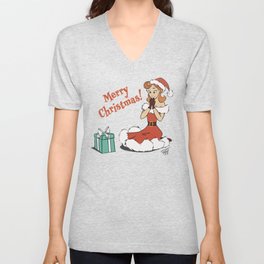 Vintage Merry Christmas V Neck T Shirt