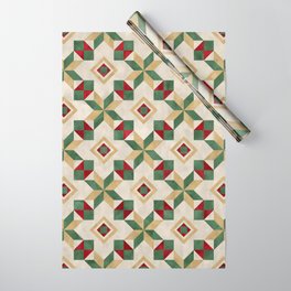 Traditional Geometric Mosaic Boho Christmas Pattern  Wrapping Paper | Boho, Newyear, Tile, Festive, Vintage, Star, Xmas, Graphicdesign, Winterholidays, Pattern 