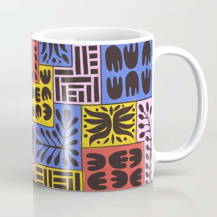 Bold Colorful Floral Patchwork Coffee Mug
