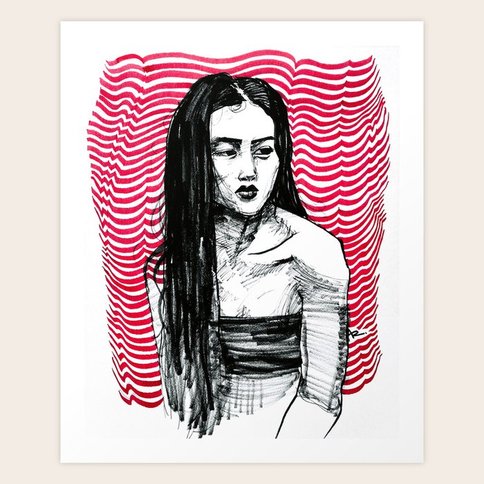 Japanese Girl Art Print By Adyot Society6,Sketch Of A Woman Sitting