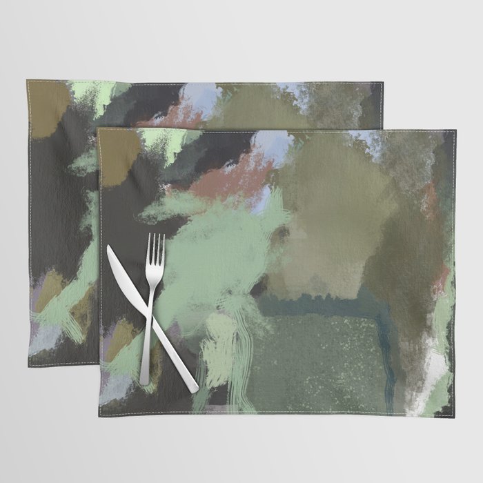 Muted Abstract Modern Clouds Mint Placemat