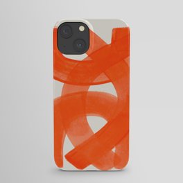 Mid Century Modern Abstract Painting Orange Watercolor Brush Strokes iPhone Case