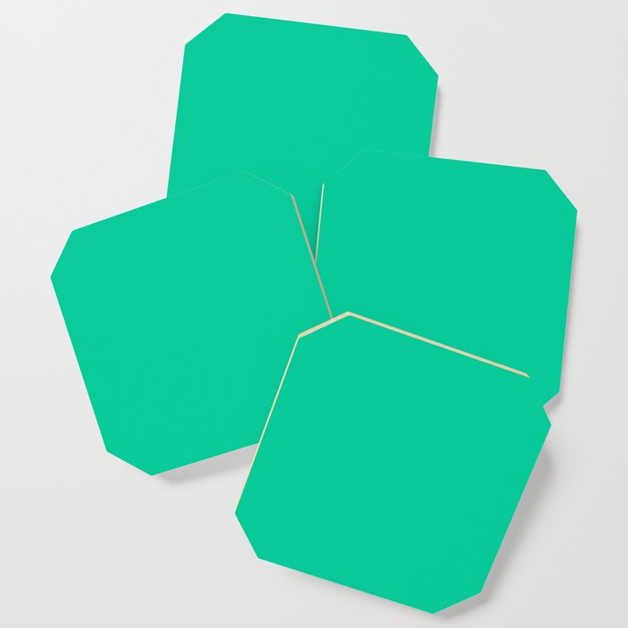 Caribbean Green Solid Color Popular Hues Patternless Shades of Green Collection - Hex Value #00CC99 Coaster