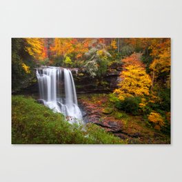 Dry Falls Autumn Waterfall Scenic Landscape Blue Ridge Mountains North Carolina Canvas Print