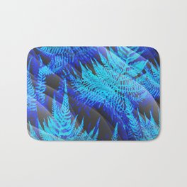 Icy Blue Ferns Nature Fantasy Bath Mat | Trees, Magical, Ice, Dimensional, Deep, Painting, Flowers, Digital, Healing, Landscape 