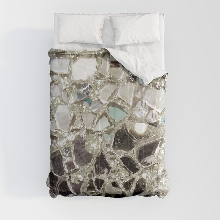 An Explosion of Sparkly Silver Glitter, Glass and Mirror Comforter
