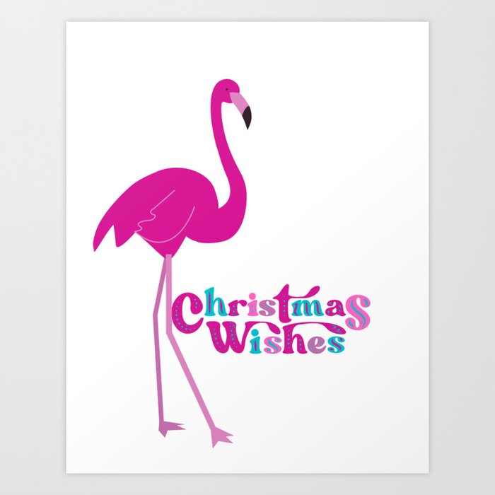 Flamingo Christmas Art Print