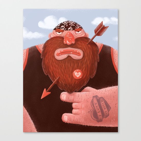 Biker in love Canvas Print