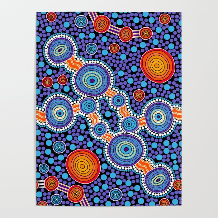 Authentic Aboriginal Art - The Journey Blue Poster
