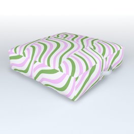 Pastel Pink and Green Stripe Shells Outdoor Floor Cushion