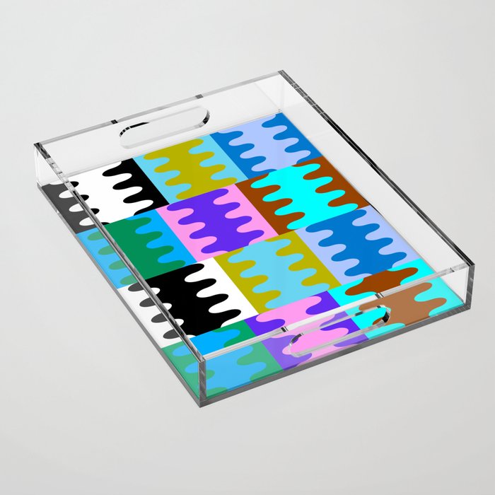 Funky Modern Wavy Shapes 2.0 | Color Block Pattern Acrylic Tray