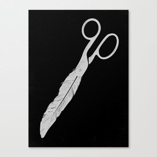 Feathered - On Black. Canvas Print
