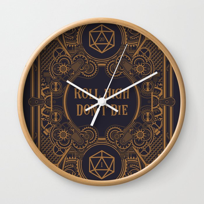 Steampunk Roll High Don't Die D20 Dice Tabletop RPG Gaming Wall Clock
