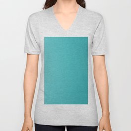 Solid Turquoise Blue V Neck T Shirt
