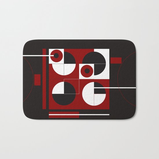 Geometric/Red-White-Black 1 Bath Mat