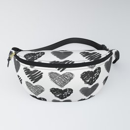 Hearts in Black and White Fanny Pack