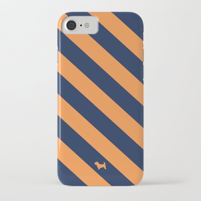 Preppy & Classy, Navy Blue / Orange Striped iPhone Case
