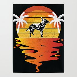 Australian Cattle retro sunset vintage Australian Cattle Dog Poster
