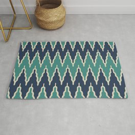 Chevron Pattern 534 Black and Turquoise Area & Throw Rug