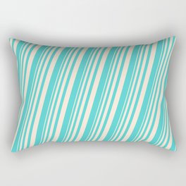 [ Thumbnail: Beige and Turquoise Colored Lines Pattern Rectangular Pillow ]
