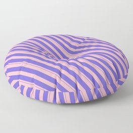 [ Thumbnail: Light Pink and Slate Blue Colored Lined Pattern Floor Pillow ]