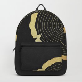 Metallic Gold Tree Ring on Black Backpack