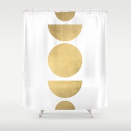 Mid Century Modern Gold Circles Art Shower Curtain