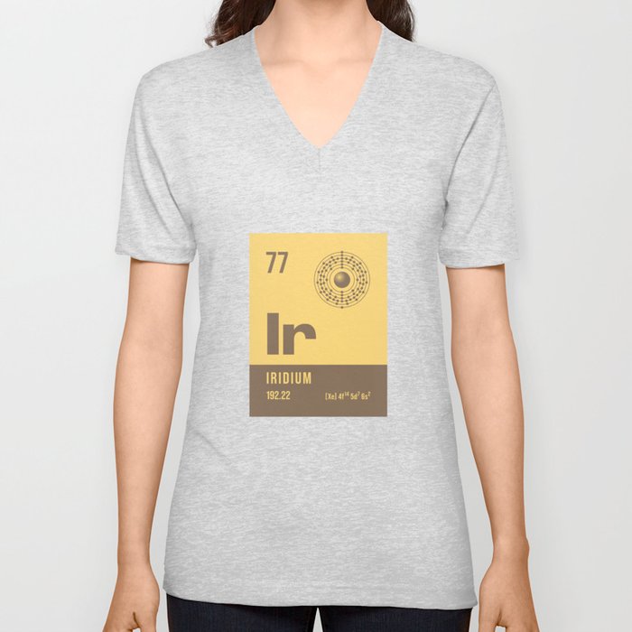 Periodic Element A - 77 Iridium Ir V Neck T Shirt