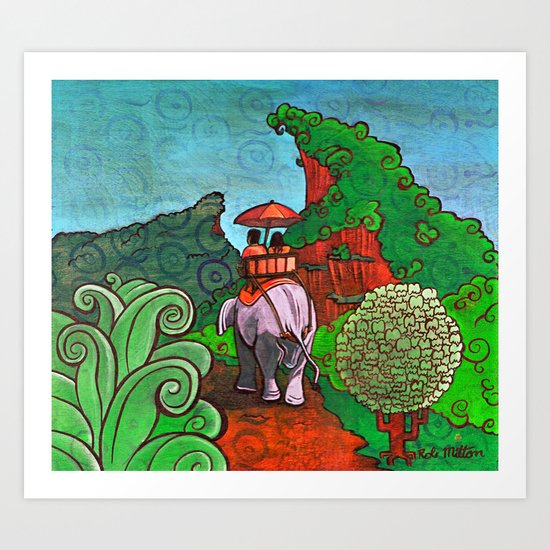 Elephant Ride Art Print
