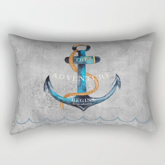 Maritime Design- Nautic Anchor Navy Marine Beach Rectangular Pillow