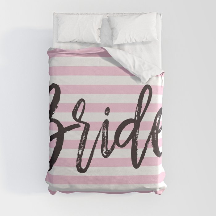 Bride Pink and White Stripes Duvet Cover