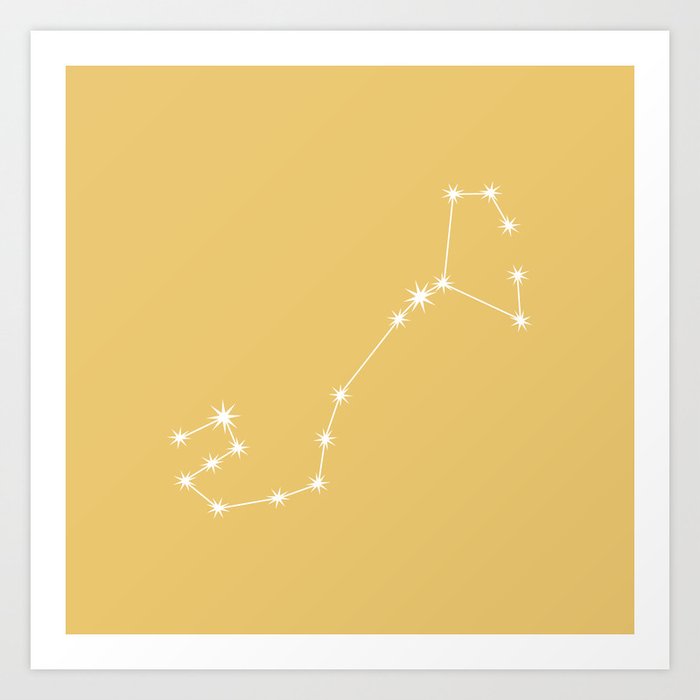 SCORPIO Sunshine Yellow – Zodiac Astrology Star Constellation Art Print ...