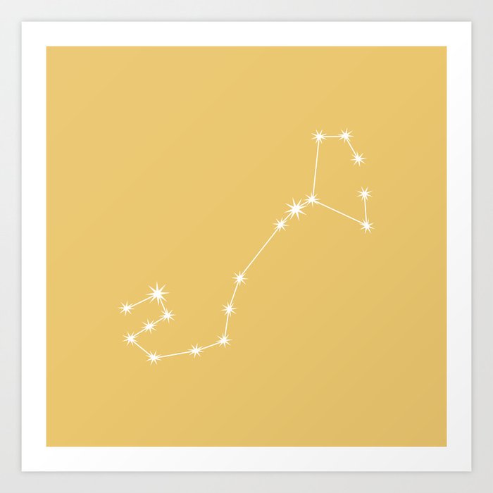 SCORPIO Sunshine Yellow – Zodiac Astrology Star Constellation Art Print