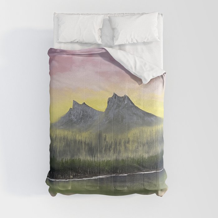 Two Playful Mountains by Hafez Feili Comforter