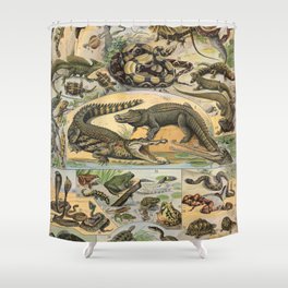 Reptiles Poster Vintage Shower Curtain