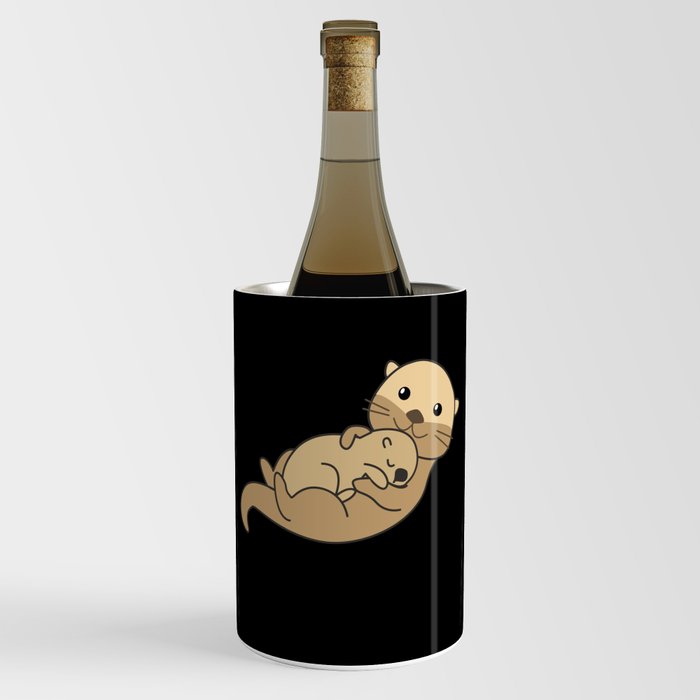 Otter Mom Otters Baby Cute Animals Animal Lovers Wine Chiller