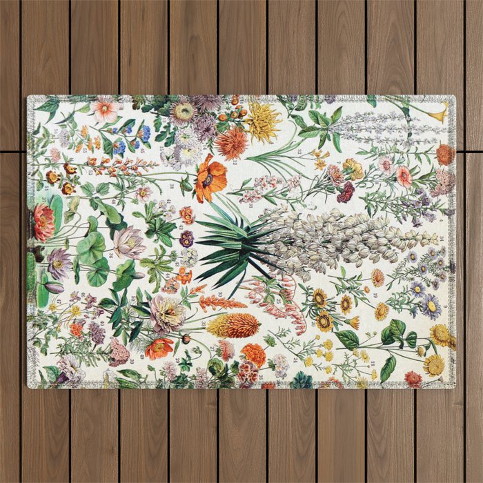 Adolphe Millot - Fleurs B - French vintage poster Outdoor Rug