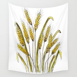 Golden wheat painting Wall Tapestry