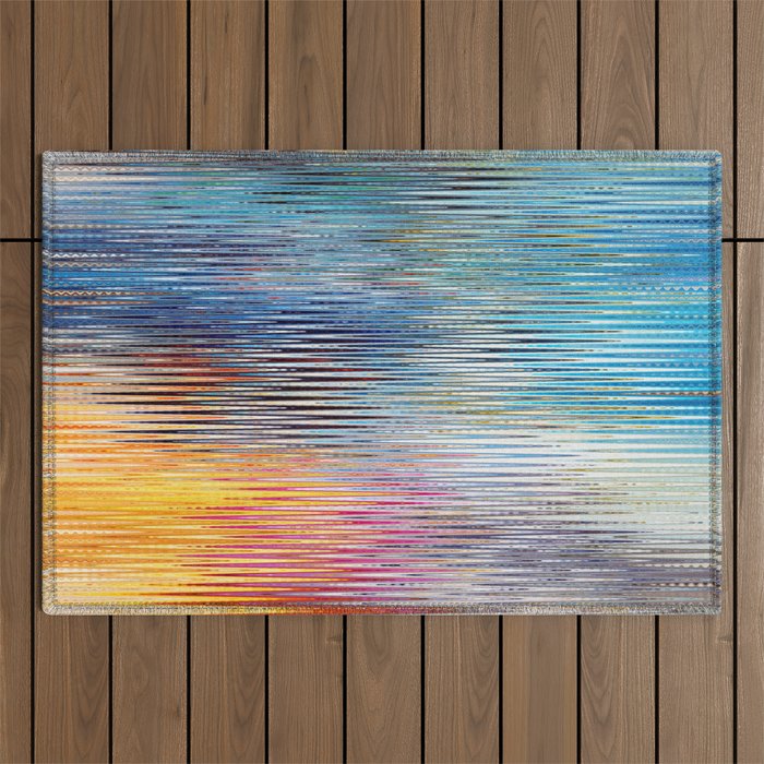 Colorful Fine Line Marble Pattern Outdoor Rug
