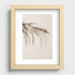 Palm leaf shadow on a beige wall | Palmtree lover | Santorini sun travel photography | Art print Recessed Framed Print