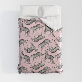 Tigers (Pink and White) Duvet Cover
