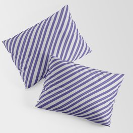 [ Thumbnail: Dark Slate Blue and Light Grey Colored Lined/Striped Pattern Pillow Sham ]