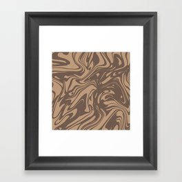 Brown Cappuccino Liquid Marble Swirl Abstract Pattern Framed Art Print