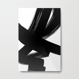 Black White Abstract Painting Art, Black Bold Brush Strokes #574 Metal Print