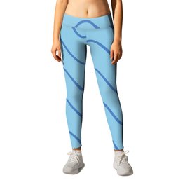 Abstract Wavy Lines Pattern - Cornflower and Blue Leggings