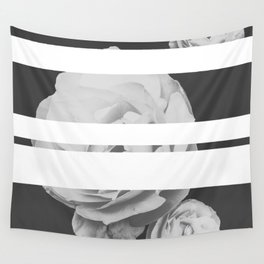 White Stipe Roses Wall Tapestry