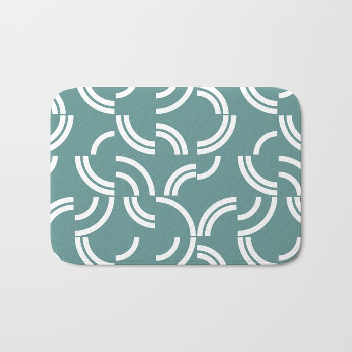 White curves on turquoise background Bath Mat