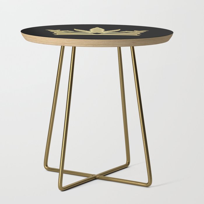 Uptown Growlab Gold Cannabis Crown and Script Wordmark Side Table