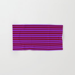 [ Thumbnail: Purple & Maroon Colored Stripes/Lines Pattern Hand & Bath Towel ]