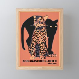 Retro vintage Munich Zoo big cats Framed Mini Art Print